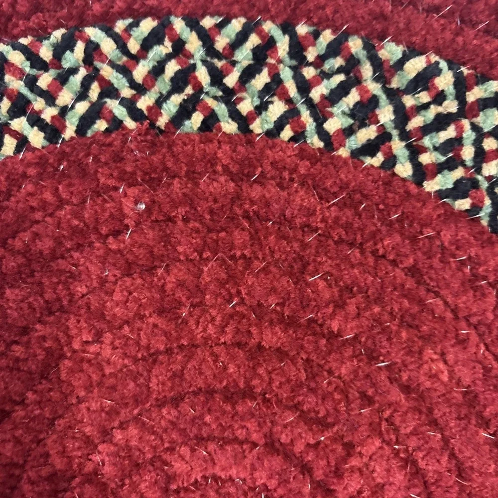 Vtg 4 Red Chenille Chair Pads 16